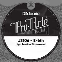 D'Addario J3106 Silverwound Losse Klassieke Lage E6-Snaar - Hoge Spanning