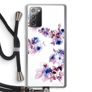 Waterverf bloemen: Samsung Galaxy Note 20 / Note 20 5G Transparant Hoesje met koord