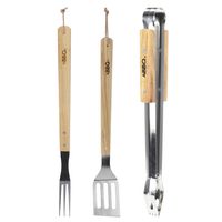 BBQ/barbecue gereedschap set 3-delig tang, spatel en vork 45 cm - thumbnail