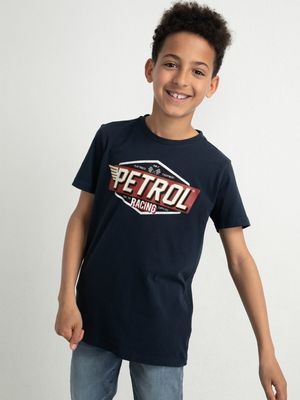 Petrol Industries Jongens Petrol Racing Logo T-Shirt Zwart - 152