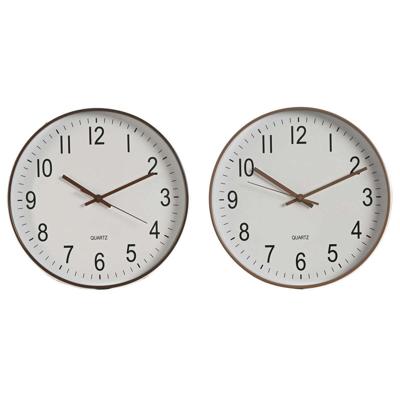 Muurklok Home ESPRIT Wit Bruin Natuurlijk PVC 30 x 4 x 30 cm (2 Stuks)