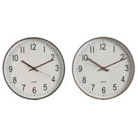 Muurklok Home ESPRIT Wit Bruin Natuurlijk PVC 30 x 4 x 30 cm (2 Stuks)