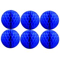 Papieren kerstballen - 6x - blauw - 10 cm - kerstversiering