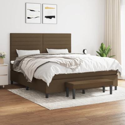 Boxspring met matras stof donkerbruin 160x200 cm