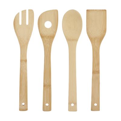 Kook/keuken gerei set - keuken lepels 4x stuks - bamboe hout - 34 cm - spatels