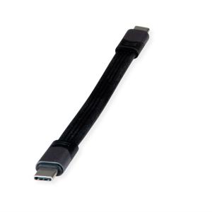 ROLINE USB4 Gen3x2 kabel, Emark, plat, C-C, male/male, zwart, 15 cm