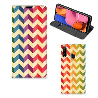 Samsung Galaxy A20s | Hoesje met Magneet | Zigzag Multi Color