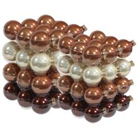 72x stuks glazen kerstballen natuurtinten (opal natural) 4 en 6 cm mat/glans - thumbnail