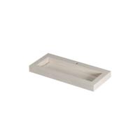 INK Pitch Wastafel keramische slab centraal met drain en front en side skirts 1 kraangat 100x45x9 Travertin mat