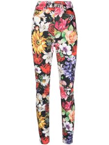 Philipp Plein legging en jean stretch à fleurs - Noir