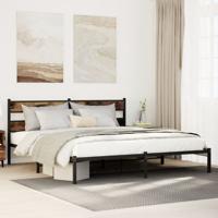 Bedframe zonder matras metaal gerookt eikenkleurig 193x203 cm