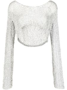 VOZ pull crop en maille ajourée - Gris