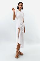 Korte mouwen fluwelen jurk - WHITE - M