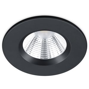 LED Spot - Inbouwspot - Trion Zagrona - 5W - Waterdicht IP65 - Dimbaar - Warm Wit 3000K - Mat Zwart - Aluminium - Rond