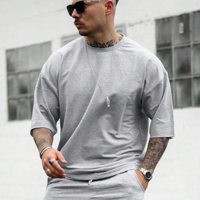 Men's Dark Grey Drop Shoulder Tee - Casual Round Neck T-Shirt Grey / M