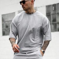 Men's Dark Grey Drop Shoulder Tee - Casual Round Neck T-Shirt Grey / M