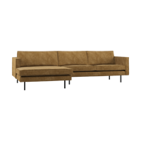 WOOOD Rodeo bank chaise longue links ribstof Honinggeel