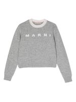 Marni Kids pull en maille à logo imprimé - Gris