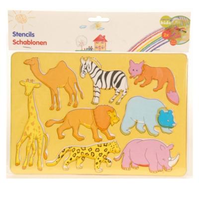 Tekensjablonen dieren - 2x stuks - safaridieren - voor kinderen - sjabloon Tekensjablonen dieren - 2x stuks - safaridieren - voor kinderen - sjabloon