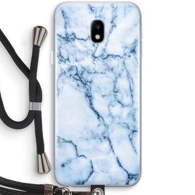Blauw marmer: Samsung Galaxy J3 (2017) Transparant Hoesje met koord