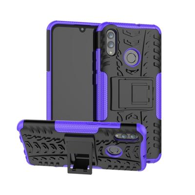 Tire Texture TPU + PC schokbestendig geval voor Huawei Honor 10 Lite/P Smart (2019) met houder (paars)