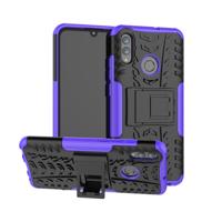 Tire Texture TPU + PC schokbestendig geval voor Huawei Honor 10 Lite/P Smart (2019) met houder (paars)