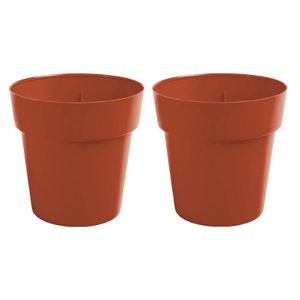 Set van 6x stuks terracotta ronde plantenpot/bloempot Melisa 20 cm kunststof