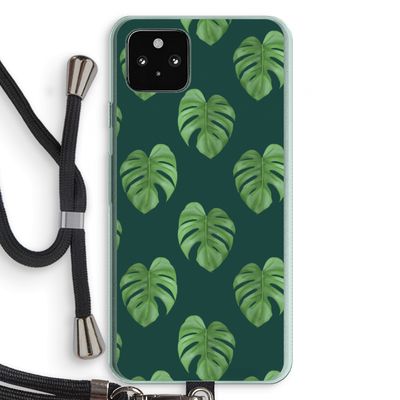 Monstera leaves: Pixel 5a 5G Transparant Hoesje met koord