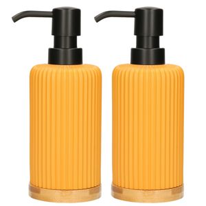 2x Stuks Zeeppompjes/zeepdispensers van kunststeen - geel - 270 ml