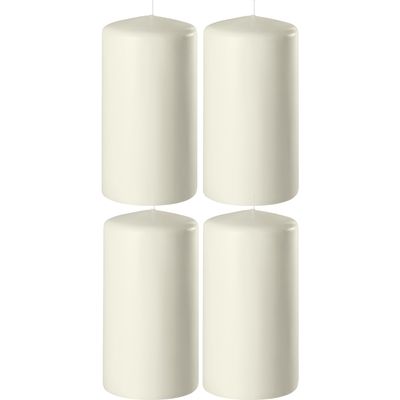 4x Ivoorwitte cilinderkaarsen/stompkaarsen 6 x 15 cm 58 branduren
