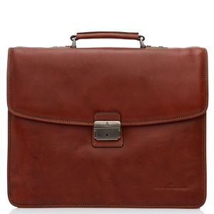 Castelijn & Beerens Verona 3-Vaks Laptoptas 15.6'' Licht Bruin