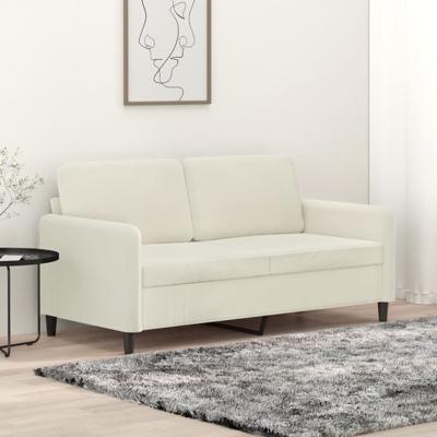 Tweezitsbank 140 cm fluweel crmekleurig