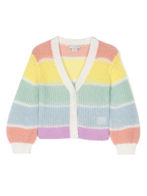 Stella McCartney Kids cardigan en maille à rayures - Jaune