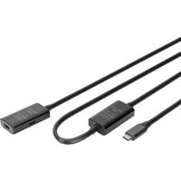 Digitus DA-73109 USB-C-kabel USB 3.2 Gen1, USB 3.2 Gen1, USB 3.0 USB-C, USB-C bus, USB-C stekker 10.00 m Zwart Actief met signaalversterking, Stekker past op