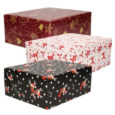 Luxe Kerst cadeaupapier pakket - 3 prints mix - 9x rollen - 250 x 70 cm - cadeaupapier