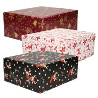 Luxe Kerst cadeaupapier pakket - 3 prints mix - 9x rollen - 250 x 70 cm - cadeaupapier
