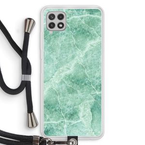 Groen marmer: Samsung Galaxy A22 4G Transparant Hoesje met koord