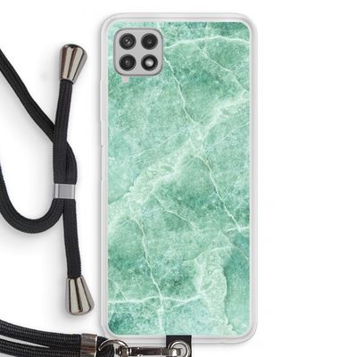 Groen marmer: Samsung Galaxy A22 4G Transparant Hoesje met koord