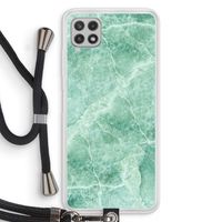 Groen marmer: Samsung Galaxy A22 4G Transparant Hoesje met koord