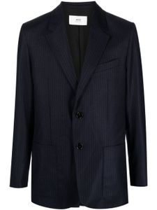 AMI Paris blazer boutonné à fines rayures - Bleu