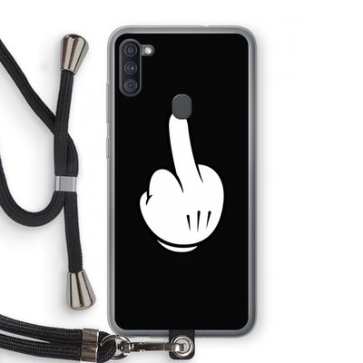 Middle finger black: Samsung Galaxy A11 Transparant Hoesje met koord