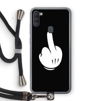 Middle finger black: Samsung Galaxy A11 Transparant Hoesje met koord