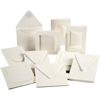 Creativ Company Passepartout kaarten, afmeting kaart 10,5x15 + 12,5x12,5 cm, inhoud kan variëren , off-white, 50 set/ 1 doos