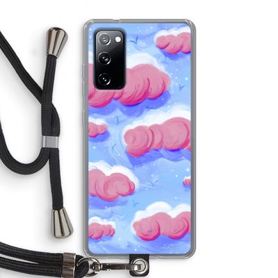 Roze wolken met vogels: Samsung Galaxy S20 FE / S20 FE 5G Transparant Hoesje met koord