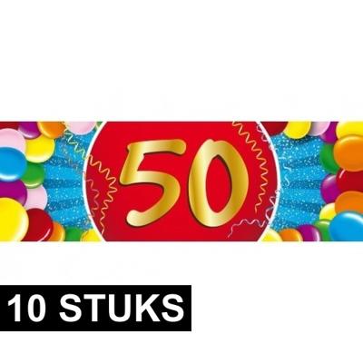50 jaar leeftijd stickers - 10x - 19 x 6 cm - leeftijd verjaardag versiering - gekleurd