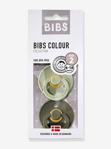 Set van 2 BIBS Colour-fopspenen, maat 2 van 6 tot 18 maanden amandelgroen/khaki