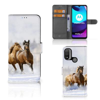 Motorola Moto E20 | E30 | E40 | Telefoonhoesje | Met pasjeshouder | Paarden