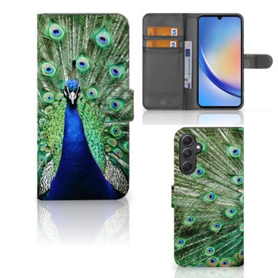 Samsung Galaxy A24 4G | Telefoonhoesje | Met pasjeshouder | Pauw