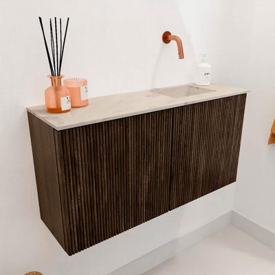 Toiletmeubel Mondiaz Joya Dlux | 80 cm | Meubelkleur Walnut | Faye wastafel Frappe Wasbak Rechts | Zonder kraangat(en)