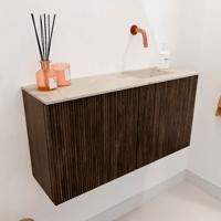Toiletmeubel Mondiaz Joya Dlux | 80 cm | Meubelkleur Walnut | Faye wastafel Frappe Wasbak Rechts | Zonder kraangat(en)